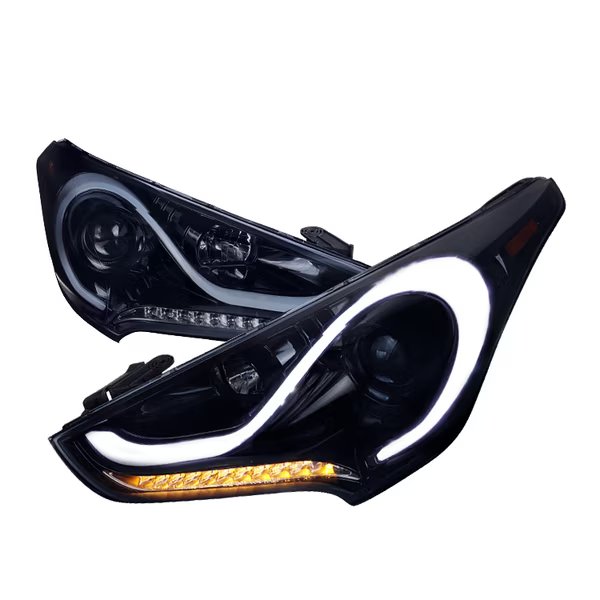 12-15 Hyundai Veloster Drl Bar Projector Headlights Glossy Black, Spec-D Tuning, Mfr#: 2LHP-VEL12G-TM